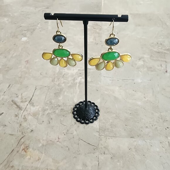 Stony Multi-Colored Stone Dangle Fashion Earrings - Picture 4 of 5